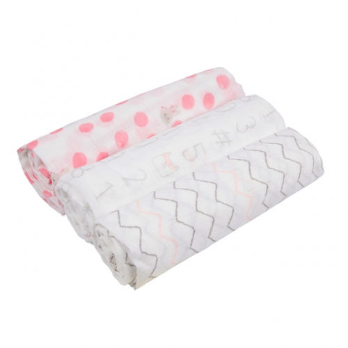Baby 3 Pack Newborn Swaddle Muslin Blankets 28''x 28'', Absorbent Muslin Washable Diapers, 100% Cotton Muslin Baby Burp Cloth