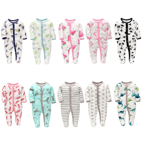 Soft 100% Organic Cotton Jersey Printed Baby Romper Toddler Cotton Pajamas