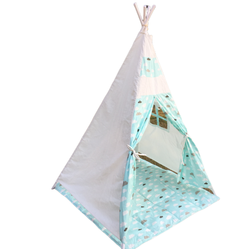 Portable Cotton Canvas Teepee Indina Play Tent Playhouse with White One Window