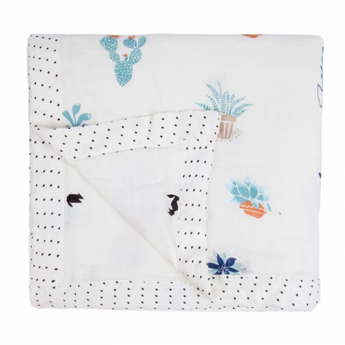 Muslin Swaddle Blankets, Bamboo Cotton Swaddling Wrap With Double Layers, Receiving Blankets, Shower Gift 47''x 47''